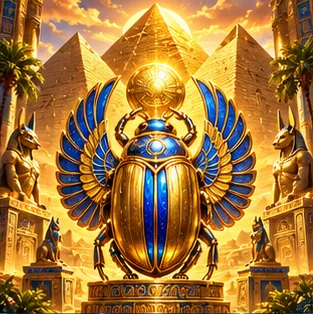 Goldener Skarabäus vor Pyramiden